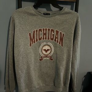 SHEIN Gray Michigan Crewneck Sweater